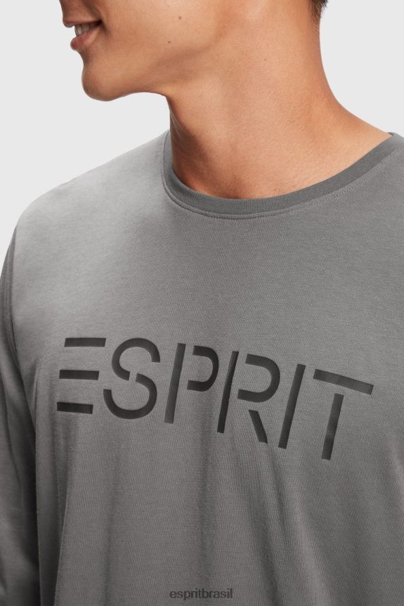 camiseta com estampa de logo homens Esprit cinza médio Camisetas 82P6TP863