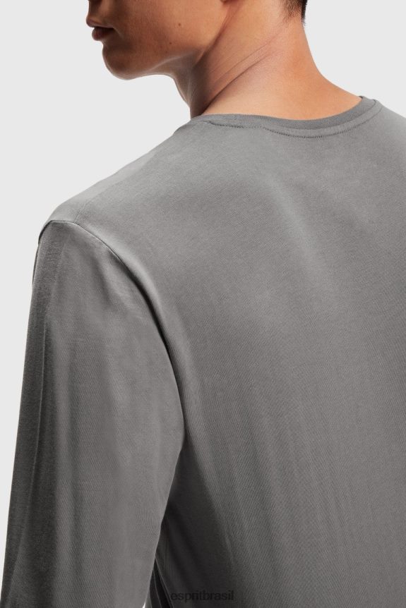 camiseta com estampa de logo homens Esprit cinza médio Camisetas 82P6TP863