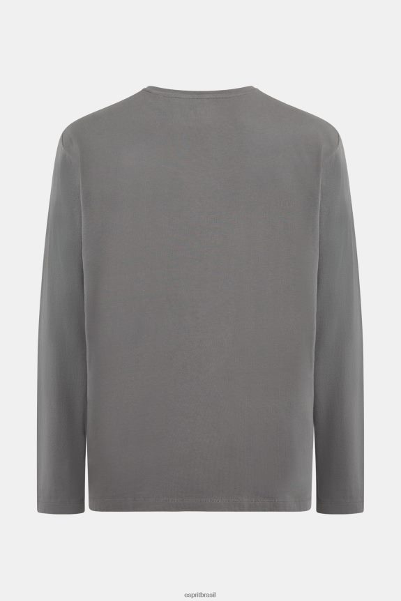 camiseta com estampa de logo homens Esprit cinza médio Camisetas 82P6TP863