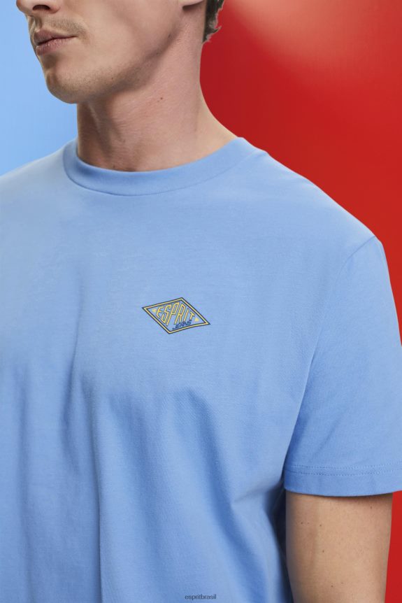 camiseta com estampa de logo homens Esprit lavanda azul claro Camisetas 82P6TP602