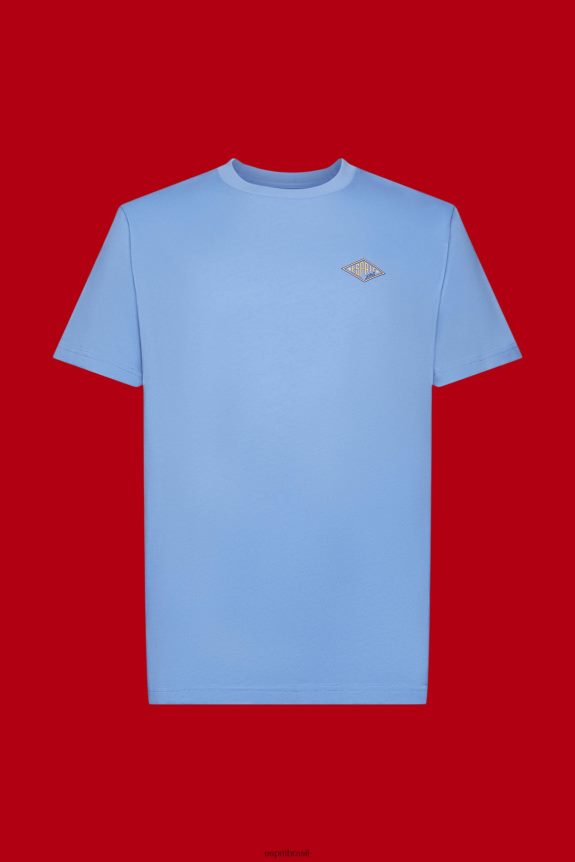 camiseta com estampa de logo homens Esprit lavanda azul claro Camisetas 82P6TP602