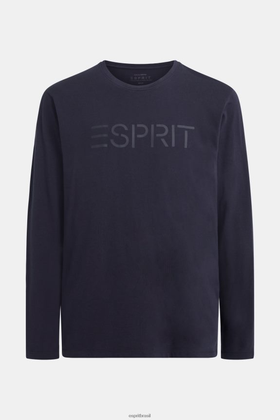 camiseta com estampa de logo homens Esprit marinha Camisetas 82P6TP866