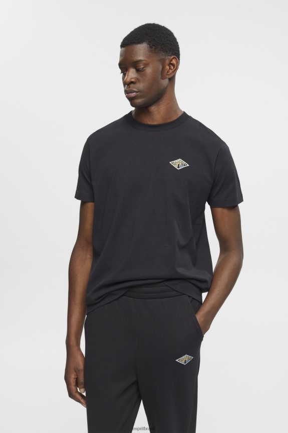 camiseta com estampa de logo homens Esprit preto Camisetas 82P6TP598