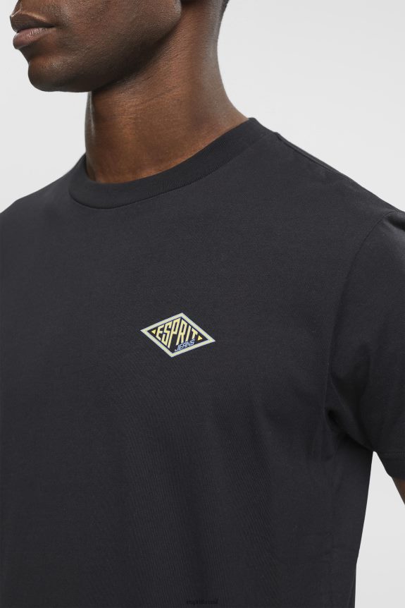 camiseta com estampa de logo homens Esprit preto Camisetas 82P6TP598