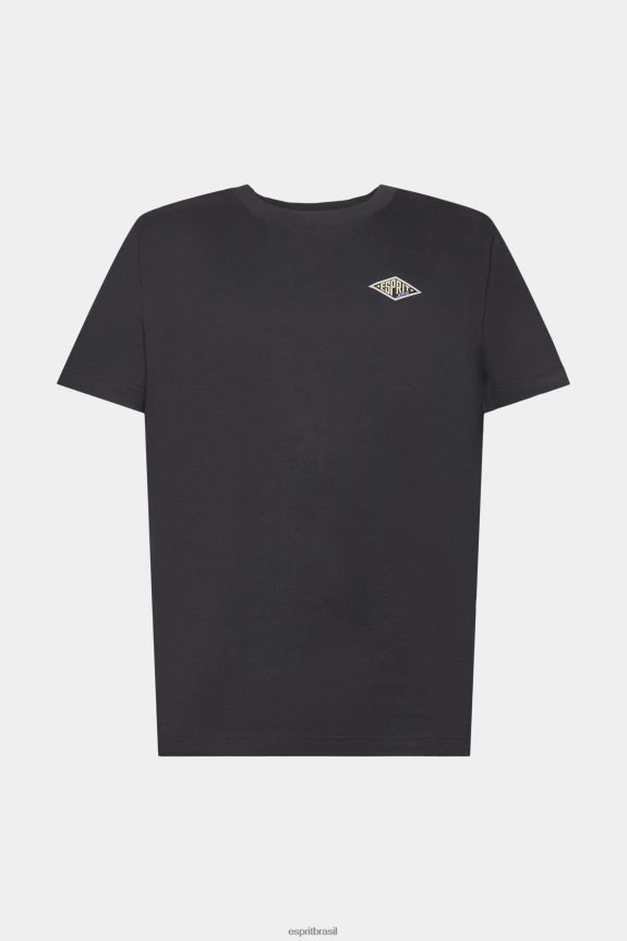camiseta com estampa de logo homens Esprit preto Camisetas 82P6TP598