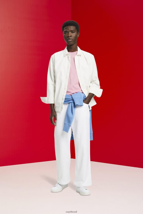 camiseta com estampa de logo homens Esprit rosa Camisetas 82P6TP603