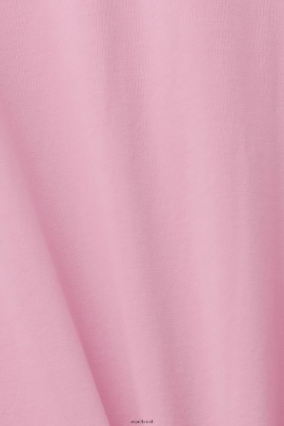 camiseta com estampa de logo homens Esprit rosa Camisetas 82P6TP603