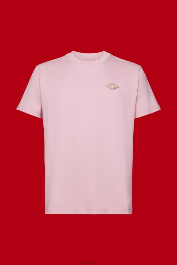 camiseta com estampa de logo homens Esprit rosa Camisetas 82P6TP603