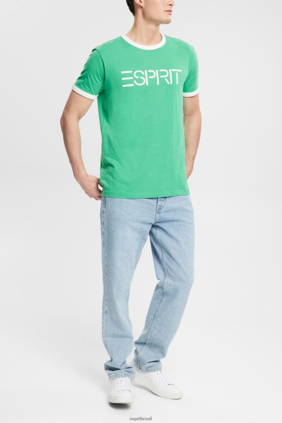 camiseta com estampa de logo homens Esprit verde Camisetas 82P6TP950