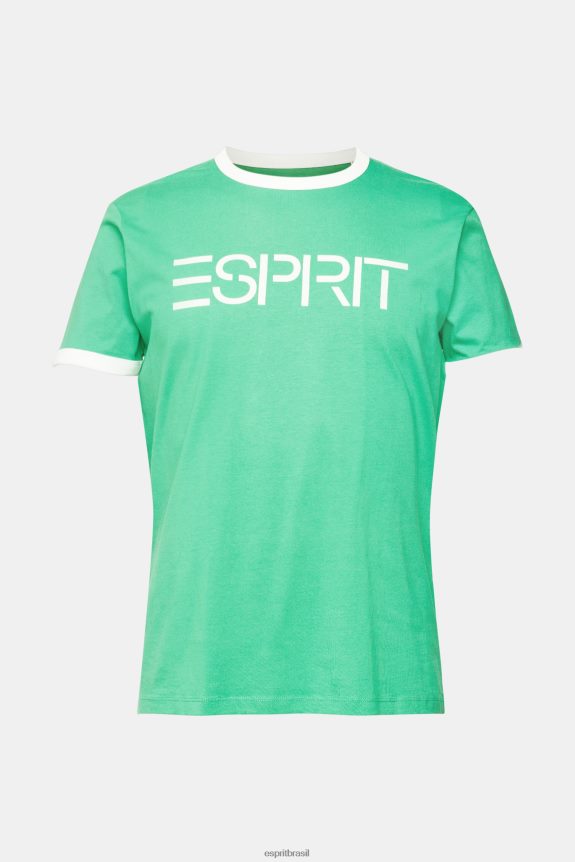 camiseta com estampa de logo homens Esprit verde Camisetas 82P6TP950