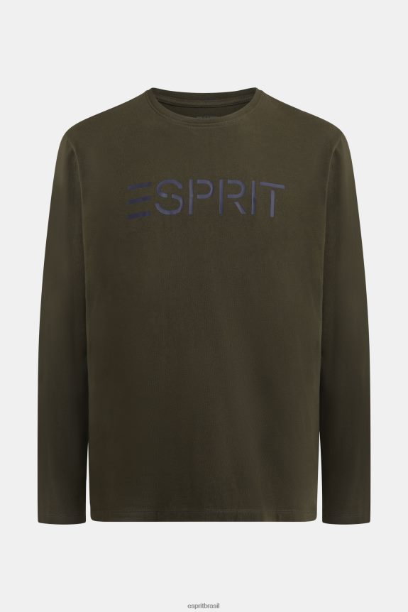 camiseta com estampa de logo homens Esprit verde escuro Camisetas 82P6TP865