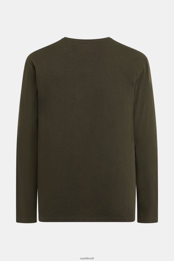 camiseta com estampa de logo homens Esprit verde escuro Camisetas 82P6TP865