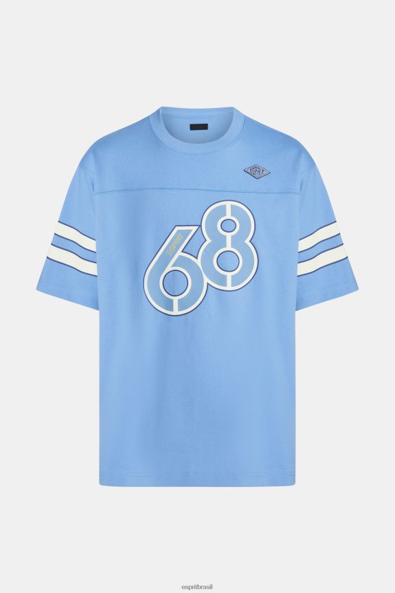 camiseta com estampa gráfica de manga listrada homens Esprit lavanda azul claro Camisetas 82P6TP807