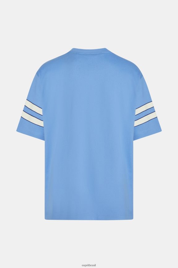 camiseta com estampa gráfica de manga listrada homens Esprit lavanda azul claro Camisetas 82P6TP807