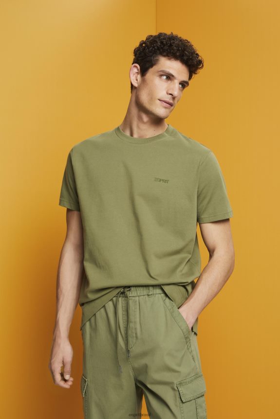 camiseta com logo, 100% algodão homens Esprit Oliva Camisetas 82P6TP669