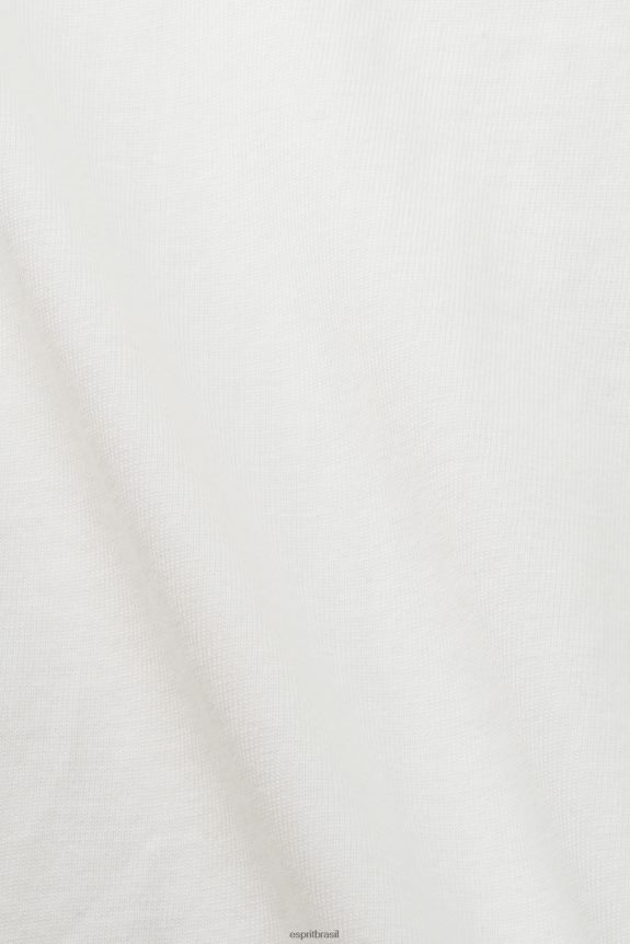 camiseta com logo, 100% algodão homens Esprit off white Camisetas 82P6TP587