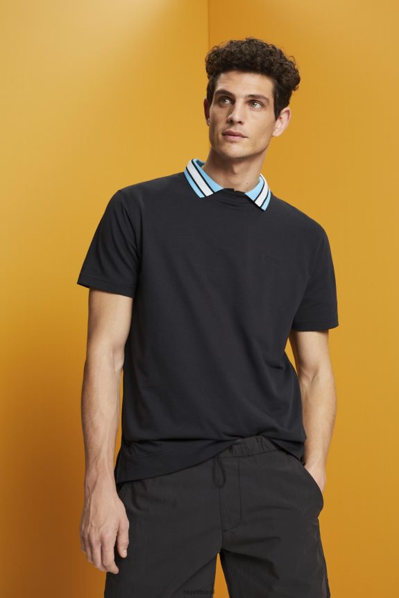 camiseta com logo, 100% algodão homens Esprit preto Camisetas 82P6TP668