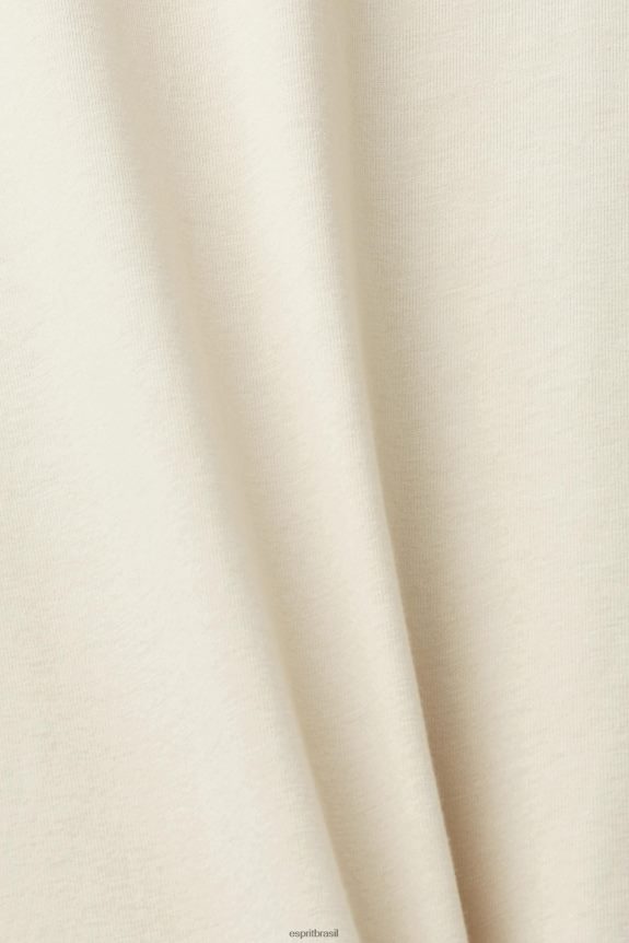 camiseta de algodão com estampa de logo homens Esprit cinza claro Camisetas 82P6TP625