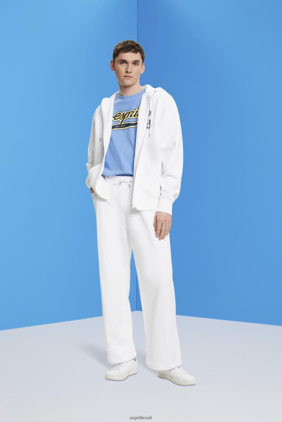 camiseta de algodão com estampa de logo retrô homens Esprit lavanda azul claro Camisetas 82P6TP632