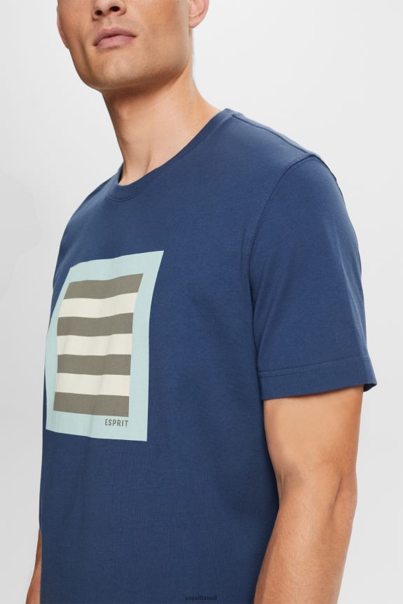 camiseta jersey com estampa, 100% algodão homens Esprit cinza azulado Camisetas 82P6TP585