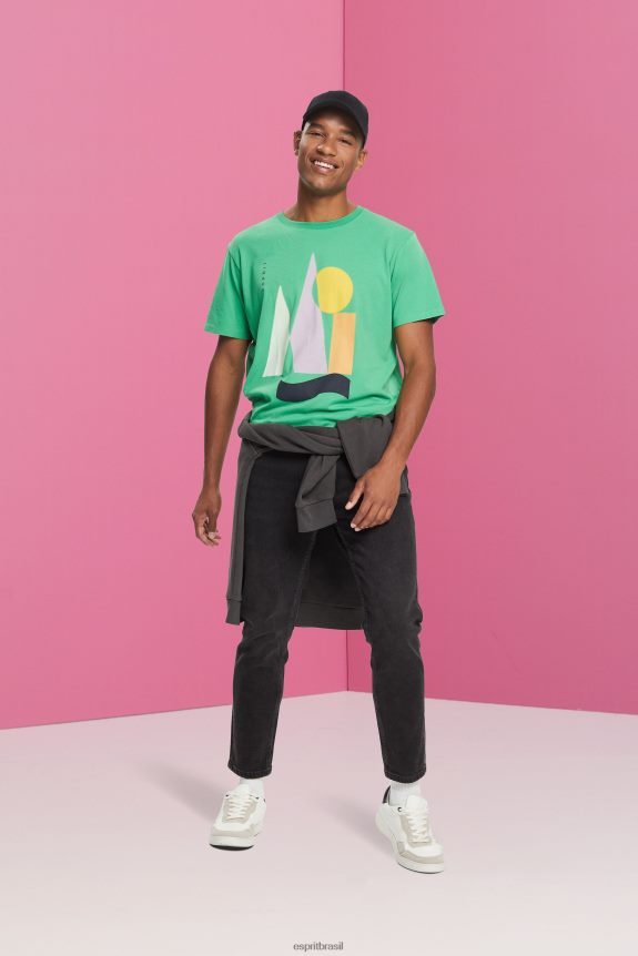 camiseta jersey com estampa homens Esprit verde Camisetas 82P6TP845