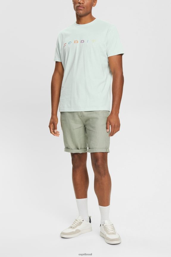 camiseta jersey com logo bordado homens Esprit azul pastel Camisetas 82P6TP919
