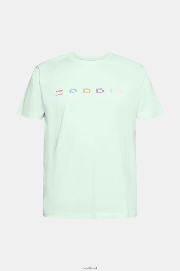 camiseta jersey com logo bordado homens Esprit azul pastel Camisetas 82P6TP919