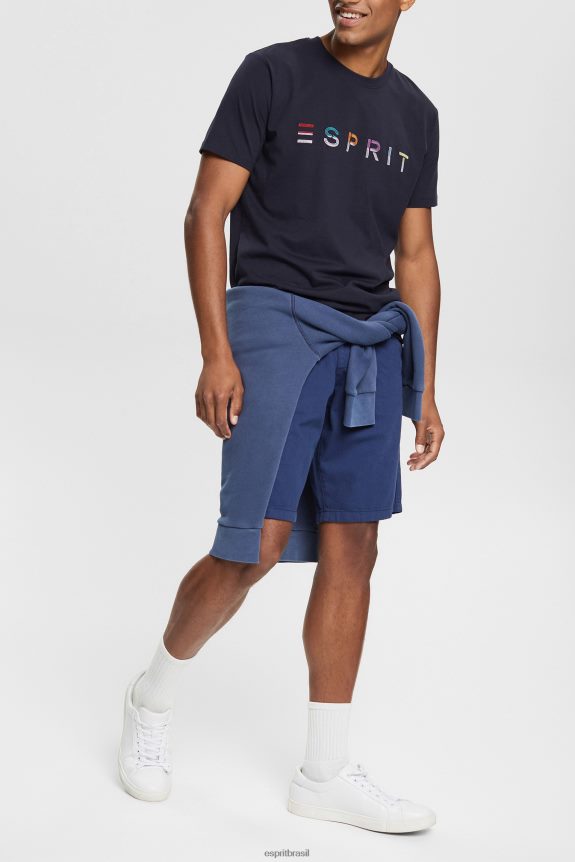 camiseta jersey com logo bordado homens Esprit marinha Camisetas 82P6TP917
