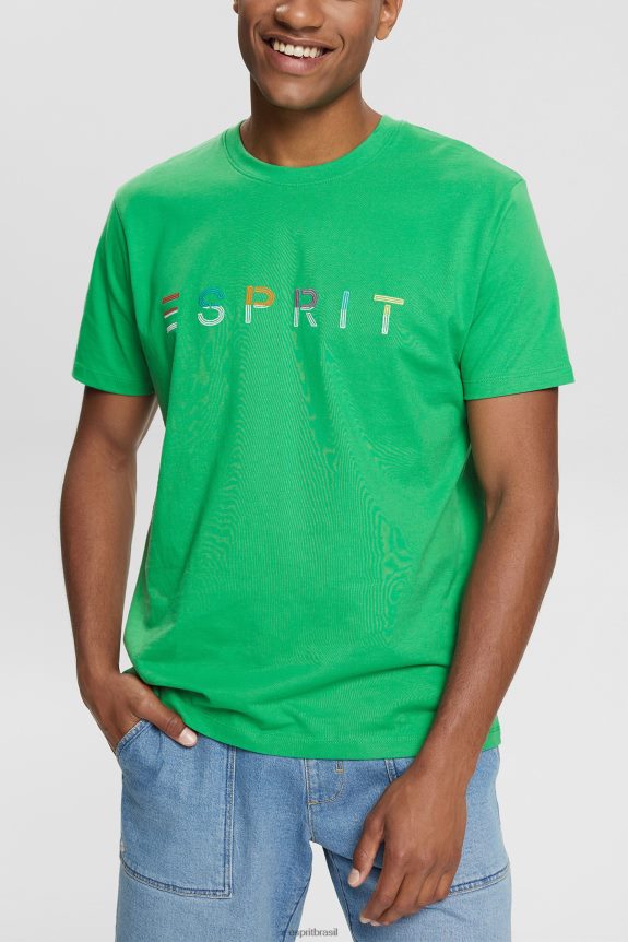 camiseta jersey com logo bordado homens Esprit verde Camisetas 82P6TP916