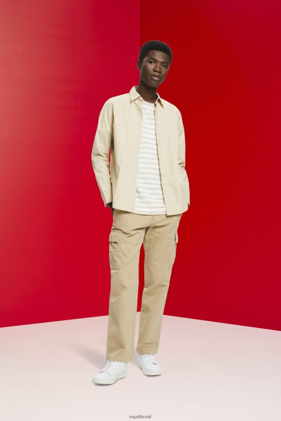 camiseta listrada de algodão sustentável homens Esprit cinza claro Camisetas 82P6TP704