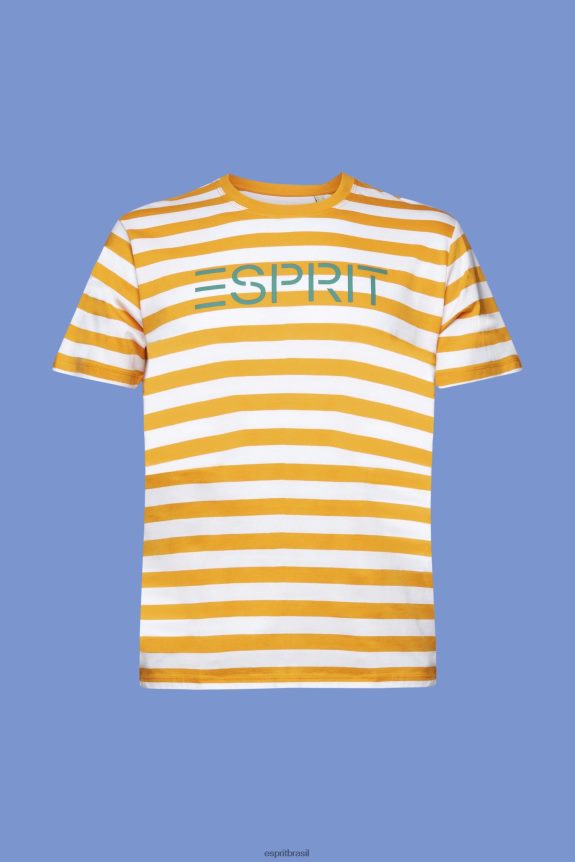 camiseta listrada de algodão sustentável homens Esprit laranja Camisetas 82P6TP745