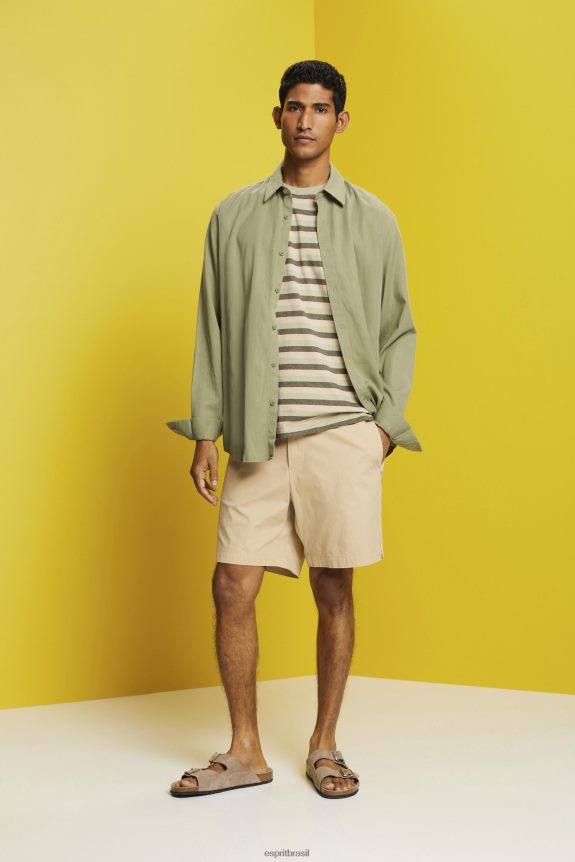 camiseta listrada em jersey, 100% algodão homens Esprit luz verde Camisetas 82P6TP735