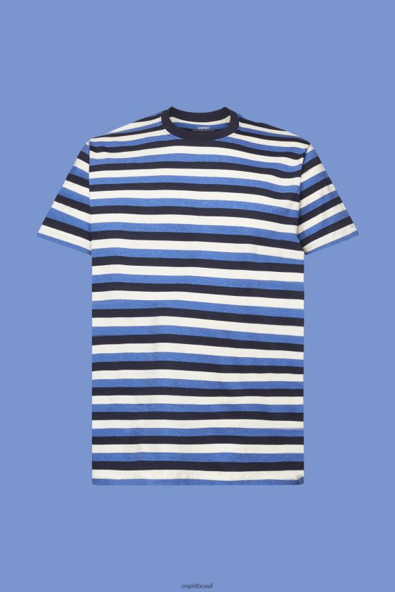 camiseta listrada em jersey, 100% algodão homens Esprit marinha Camisetas 82P6TP736
