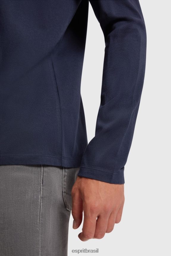 camiseta regular de jérsei sólido homens Esprit marinha Camisetas 82P6TP860