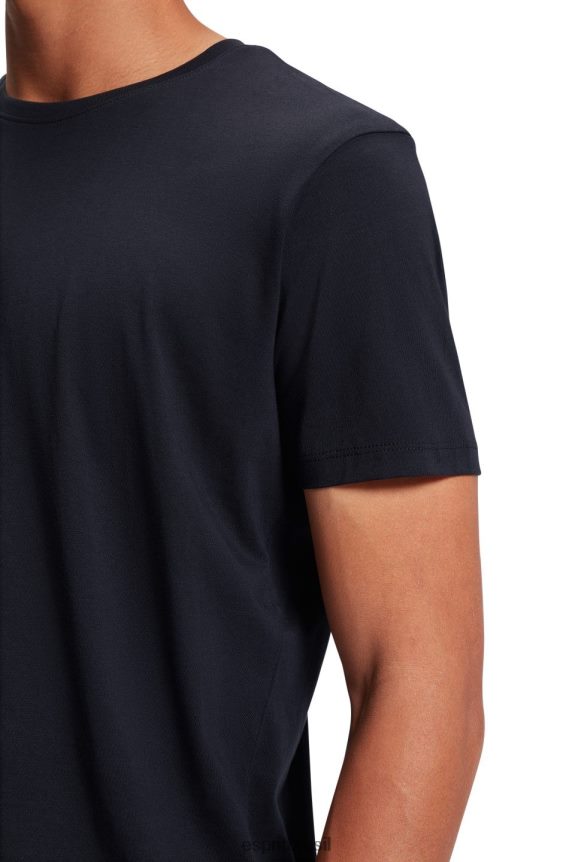 pack de duas camisetas de algodão com gola redonda homens Esprit preto Camisetas 82P6TP855