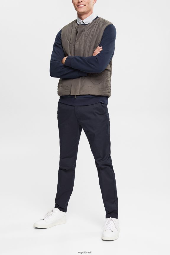 colete acolchoado homens Esprit cáqui escuro colete 82P6TP842