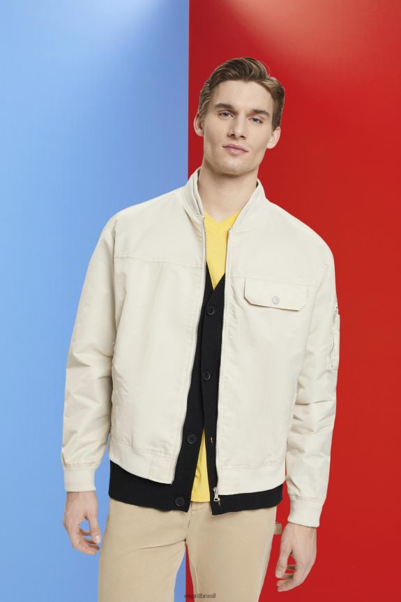jaqueta bomber homens Esprit cinza claro jaquetas 82P6TP677