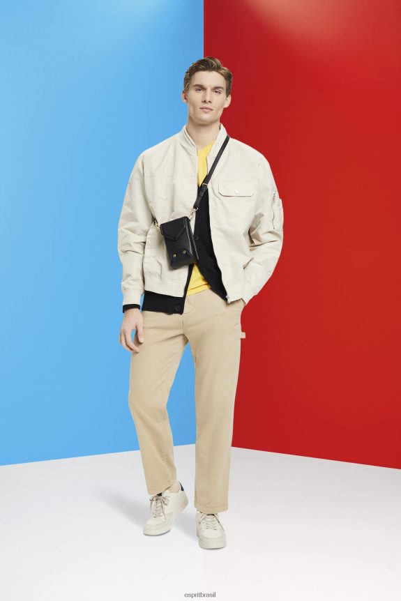 jaqueta bomber homens Esprit cinza claro jaquetas 82P6TP677