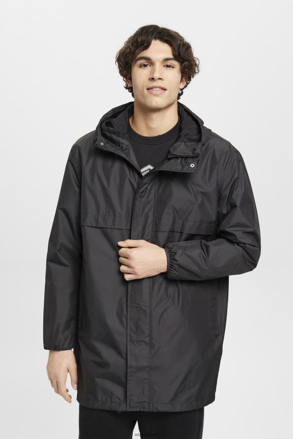 jaqueta de chuva leve com capuz homens Esprit preto jaquetas 82P6TP764