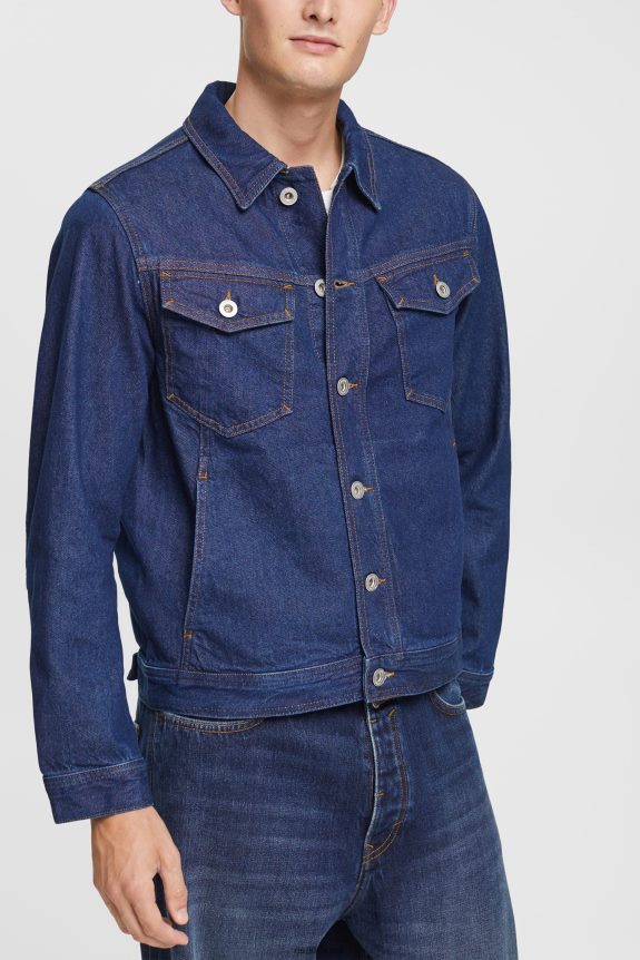 jaqueta jeans homens Esprit lavagem azul escuro jaquetas 82P6TP879
