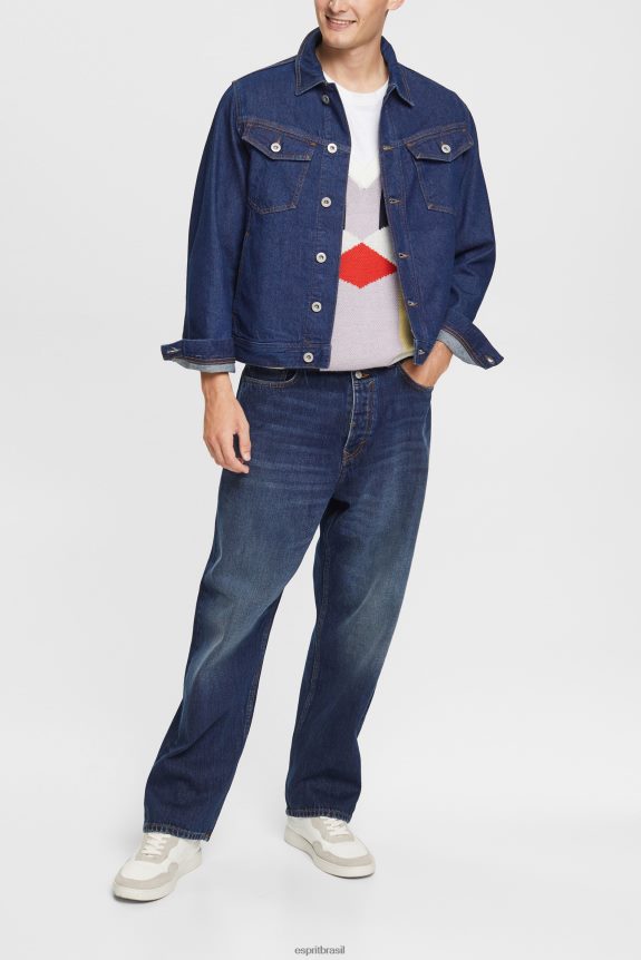 jaqueta jeans homens Esprit lavagem azul escuro jaquetas 82P6TP879