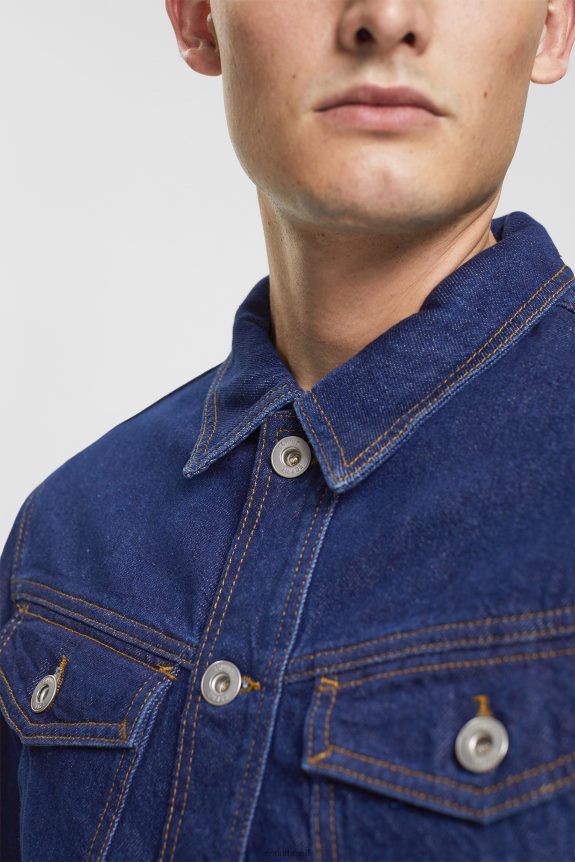 jaqueta jeans homens Esprit lavagem azul escuro jaquetas 82P6TP879