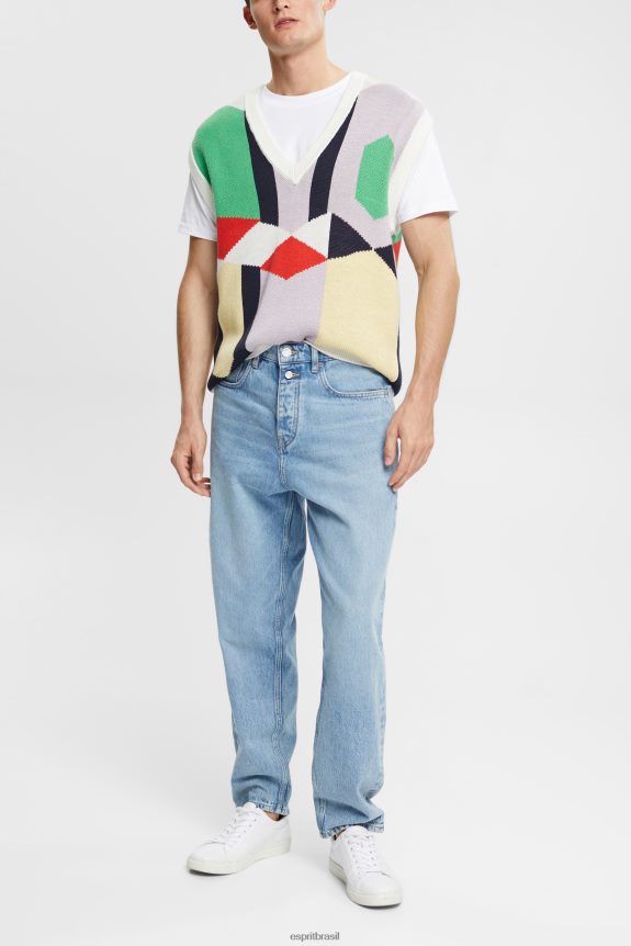 calça jeans balão homens Esprit lavagem com luz azul jeans 82P6TP847