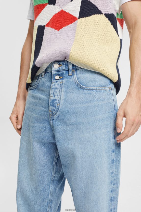 calça jeans balão homens Esprit lavagem com luz azul jeans 82P6TP847