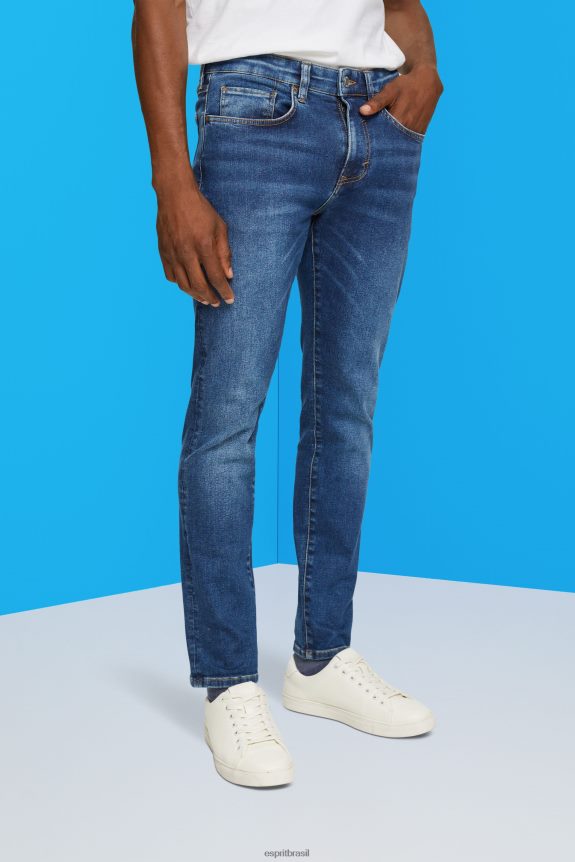 calça jeans slim fit, dual max homens Esprit lavagem média azul jeans 82P6TP829