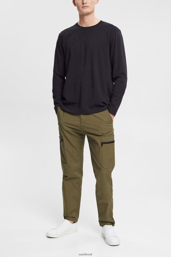 blusa de manga comprida em jersey homens Esprit preto manga comprida 82P6TP946