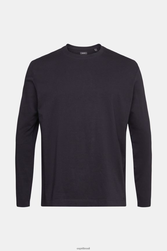 blusa de manga comprida em jersey homens Esprit preto manga comprida 82P6TP946