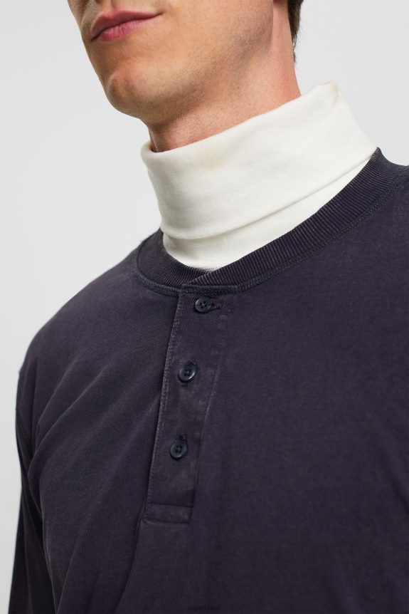 top de manga comprida com botões homens Esprit marinha manga comprida 82P6TP772