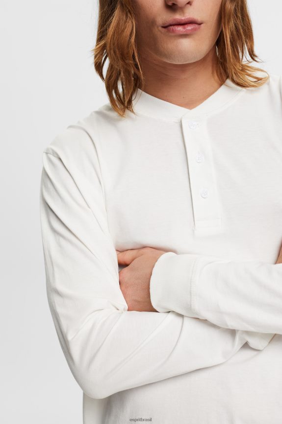 top de manga comprida com botões homens Esprit off white manga comprida 82P6TP771