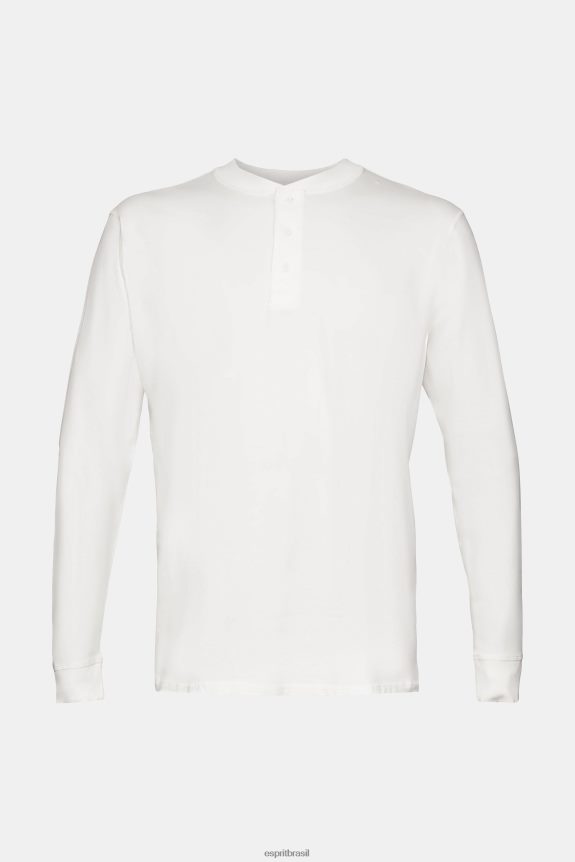 top de manga comprida com botões homens Esprit off white manga comprida 82P6TP771